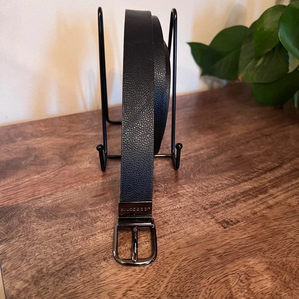 Liz Claiborne Black/Grey‎  Reversible Belt Womens Size L Silver Buckle